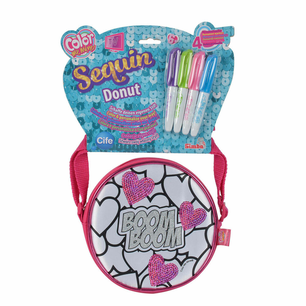 Simba Color Me Mine Sequin Donut, Bag, Shoulder Bag, Handbag, Accessory, Pens, 15 cm, 106379137