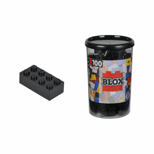 Simba Blox 100 Schwarze 8er Steine in Dose, Bausteine, Bauklötze, Kinder Spielzeug, 100 Stück, 104118916