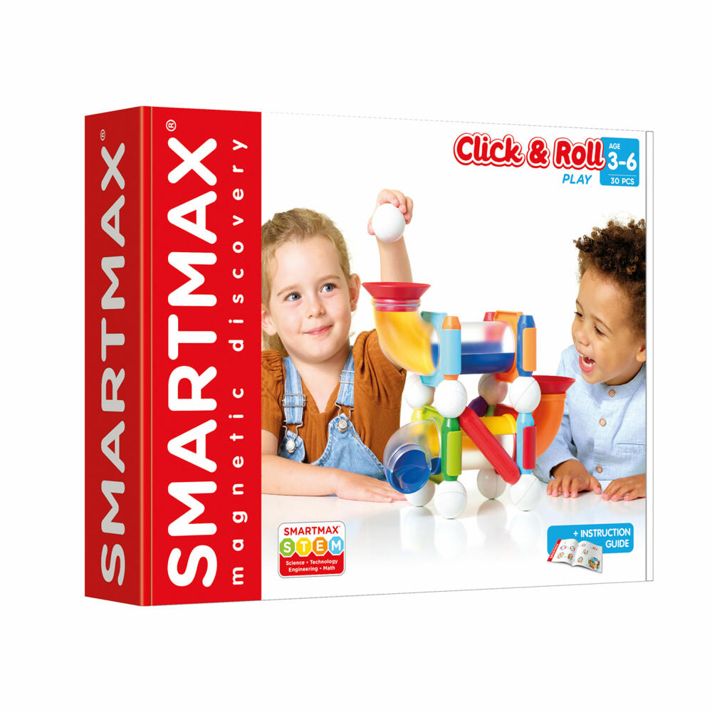 SmartMax Click & Roll, 30-tlg., Magnetbausatz, Kugelbahn, Magnet Spielzeug, SMX 404