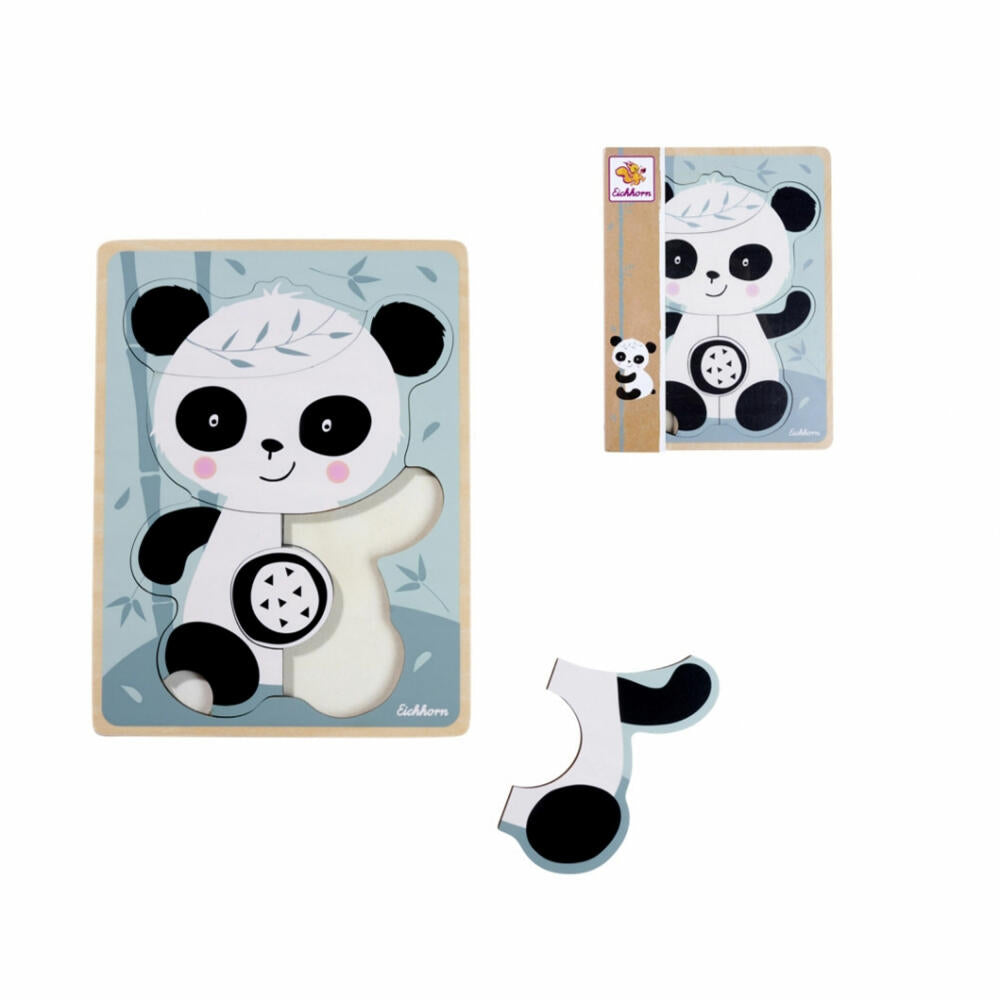 Eichhorn Puzzle Panda, Kinderpuzzle, Konturenpuzzle, Holzpuzzle, Legespiel, Kinder, 6 Teile, 100003817
