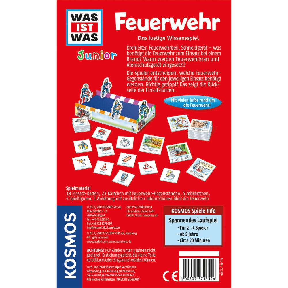 KOSMOS Kinderspiele Was Ist Was Junior - Feuerwehr, Wissensspiel, Kinderspiel, Spiel, ab 5 Jahren, 712556