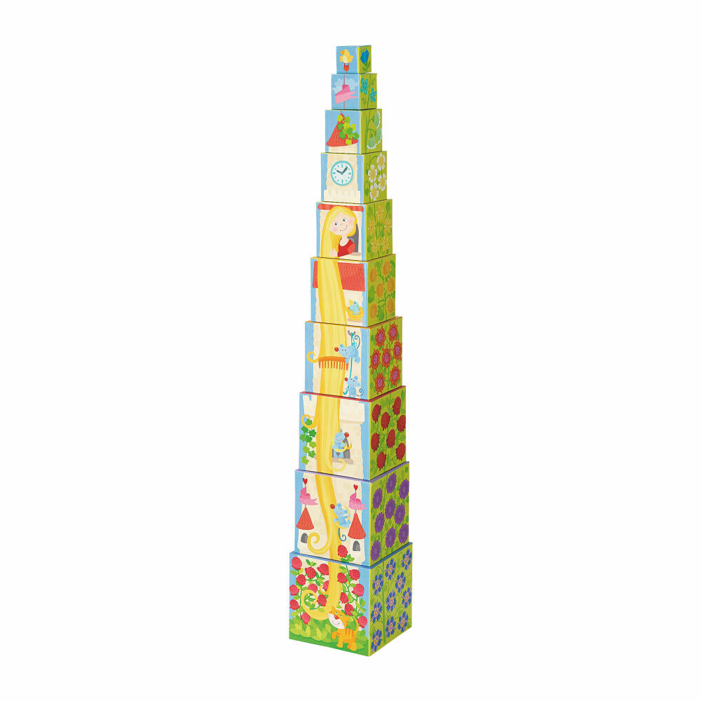 HABA stacking cubes Rapunzel, 10 pcs., plug-in game, stacking game, sorting game, toy, 302030
