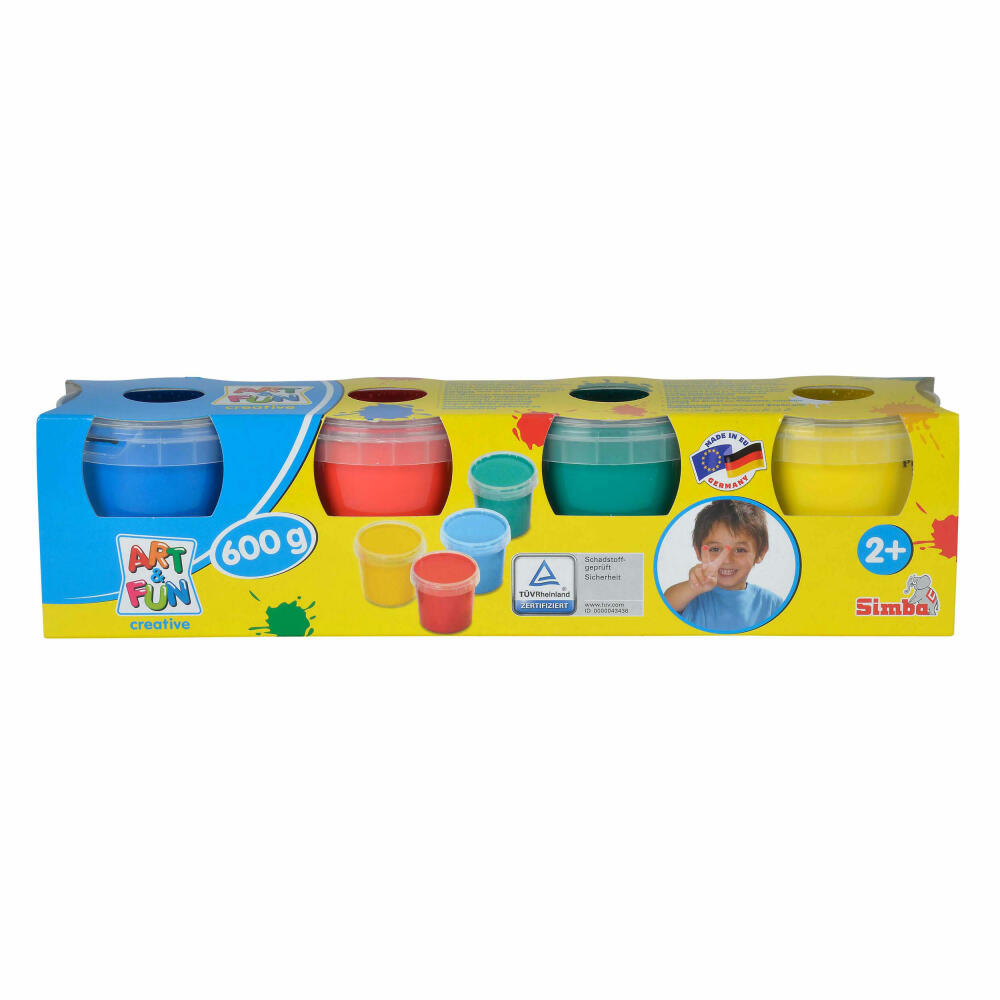 Simba Art & Fun Fingermalfarben, Fingerfarben, Finger Painting, 4 Farben, 150 g, 106334998