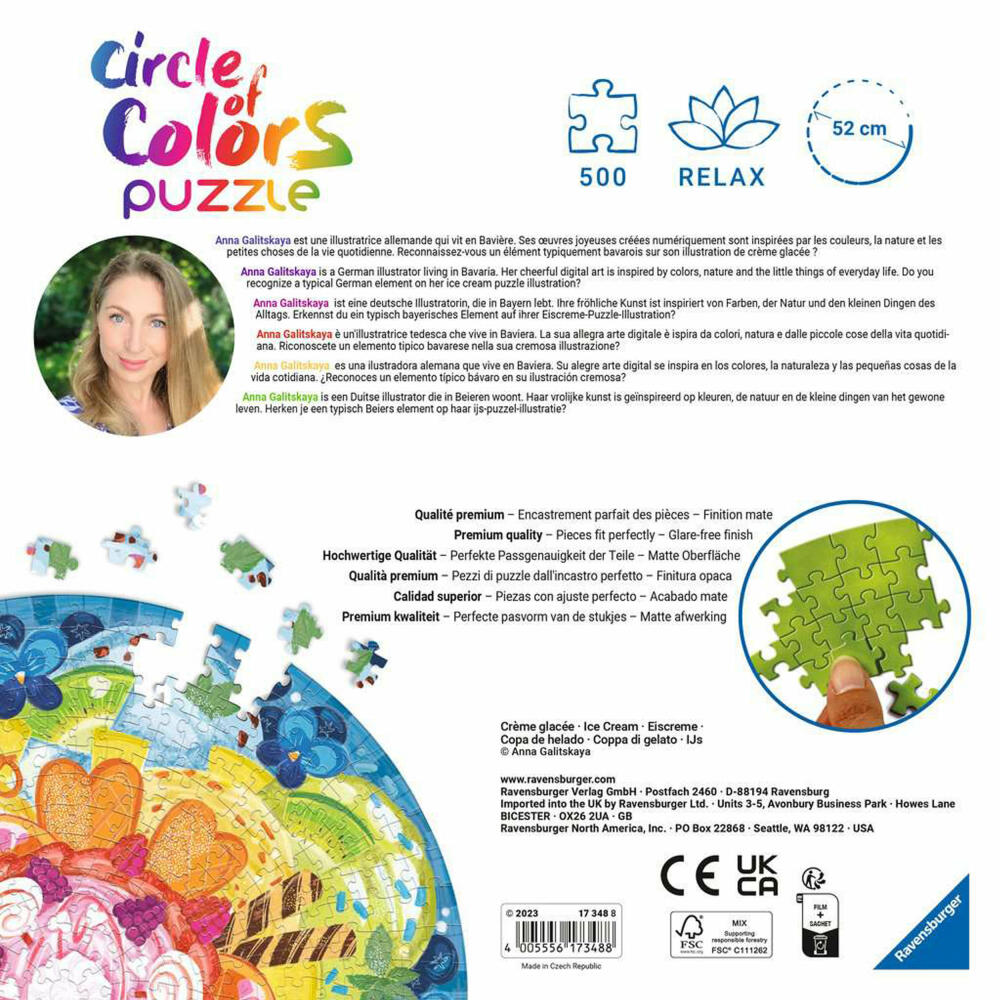 Ravensburger Puzzle Circle of Colors Ice Cream, adult puzzle, 500 pieces, from 12 years, 17348