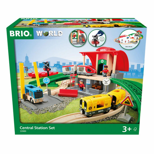 BRIO Großes City Bahnhof Set, Spielset, Holzeisenbahn, Holz Eisenbahn, Zug, Hauptbahnhof, 33989