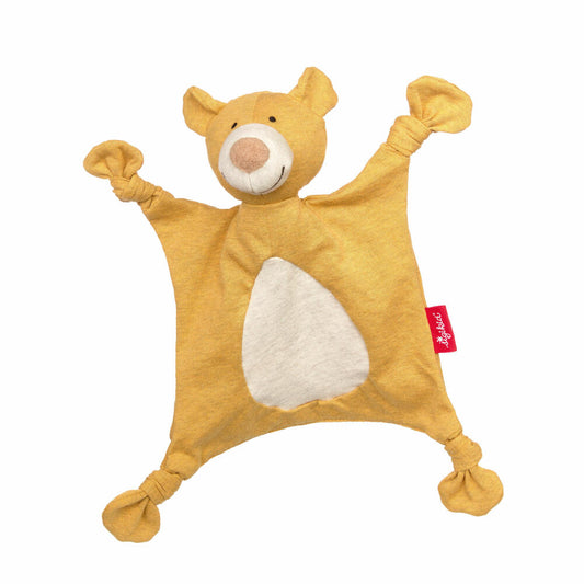 sigikid jersey cloth bear Tiny Tissues, comfort blanket, cuddly blanket, cotton, yellow, 26 cm, 39823