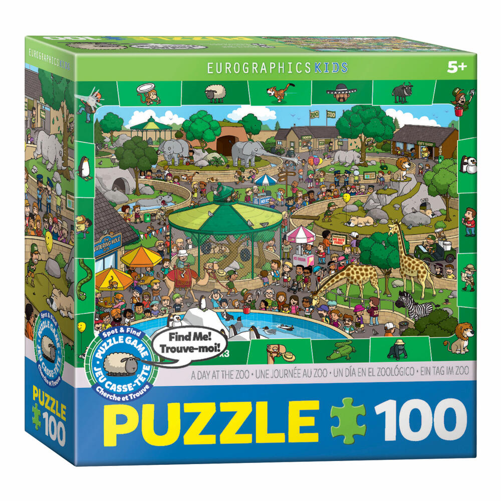 Eurographics Puzzle A Day at the Zoo - Search &amp; Find, 100 pieces, 48 ​​x 33 cm, 6100-0542
