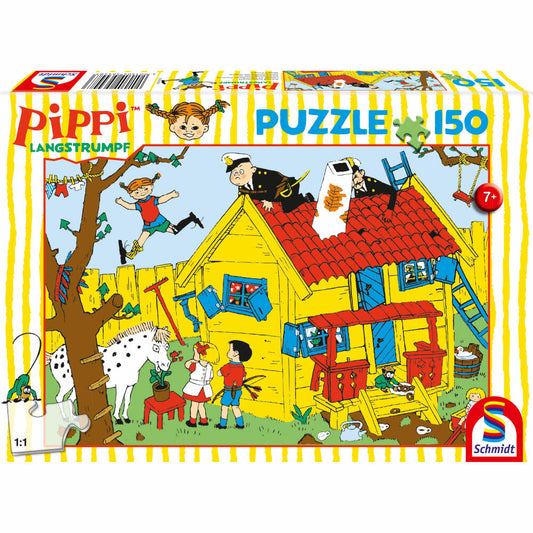 Schmidt Spiele Pippi Langstrumpf Pippi und die Villa Kunterbunt, Kinderpuzzle, Kinder Puzzle, ab 7 Jahren, 150 Teile, 56448