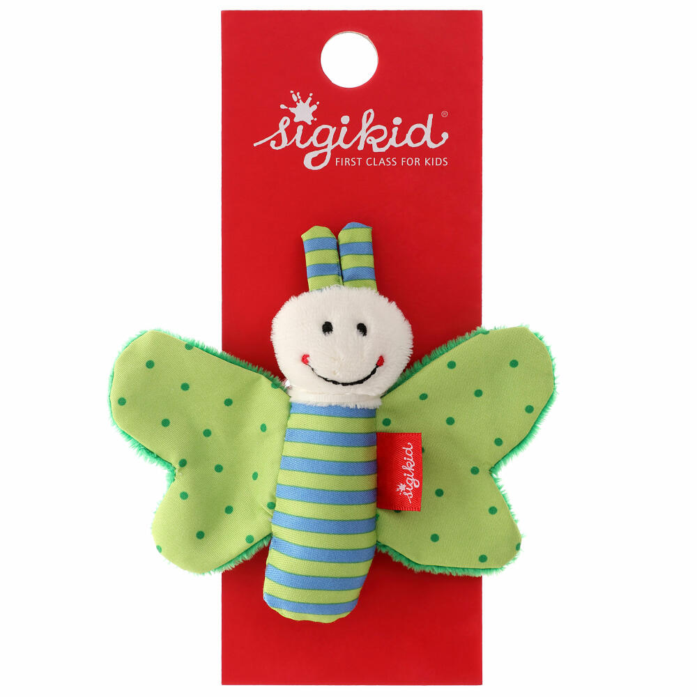 sigikid Red Stars Schmetterling, Knister-Schmetterling, Knisterfolie, Greifling, Babyspielzeug, Baby Spielzeug, Polyester, Grün, 41179