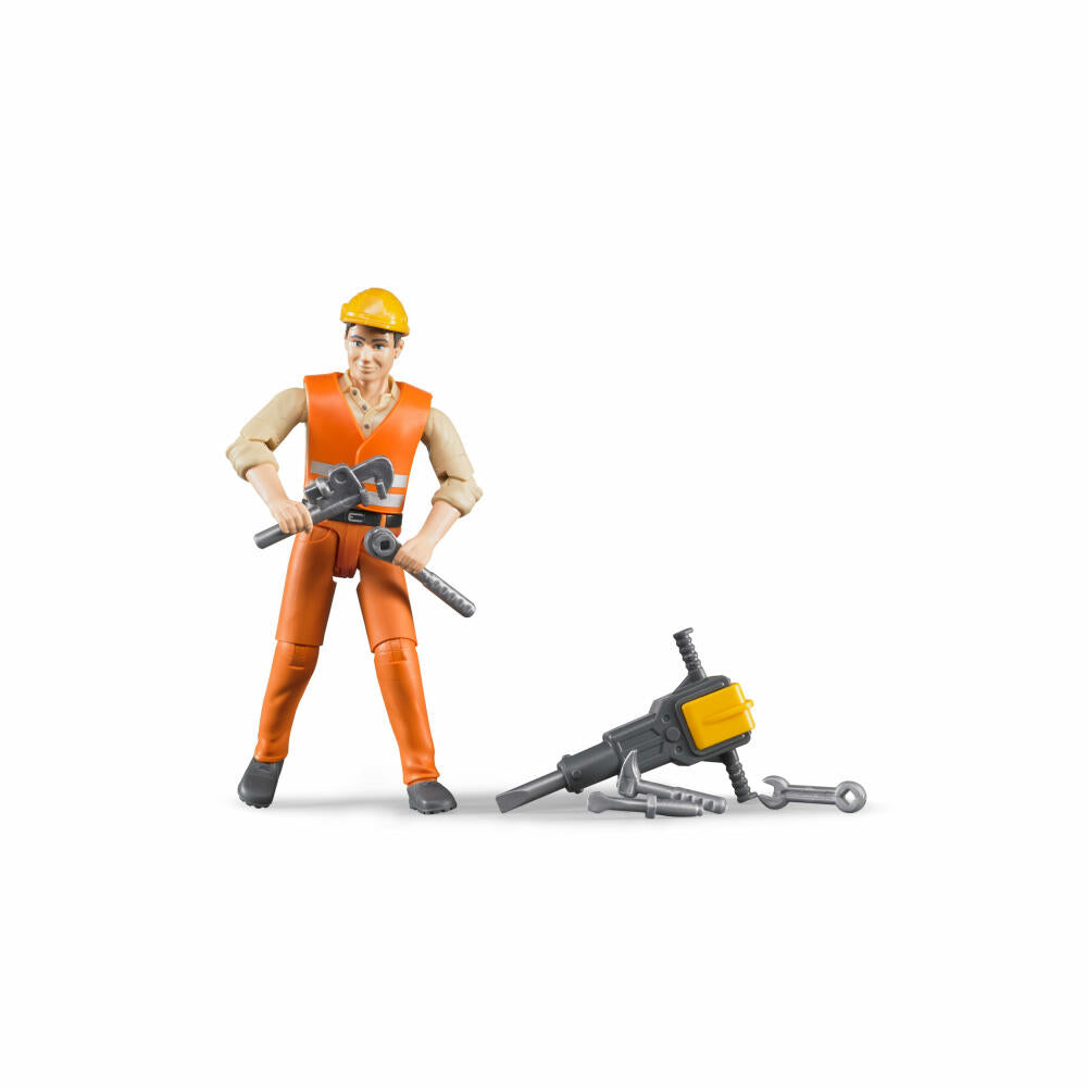 Bruder bworld Bauarbeiter mit Zubehör, Spielfigur, Spiel Figur, Modell, Spielzeug, 60020