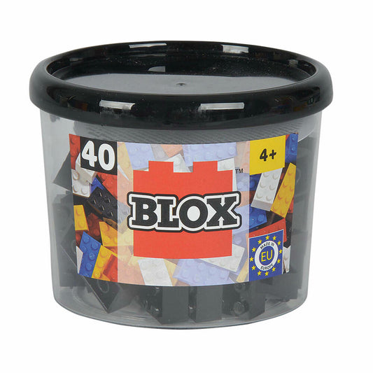 Simba Blox 40 Schwarze 8er Steine in Dose, Bausteine, Bauklötze, Kinder Spielzeug, 40 Stück, 104118895