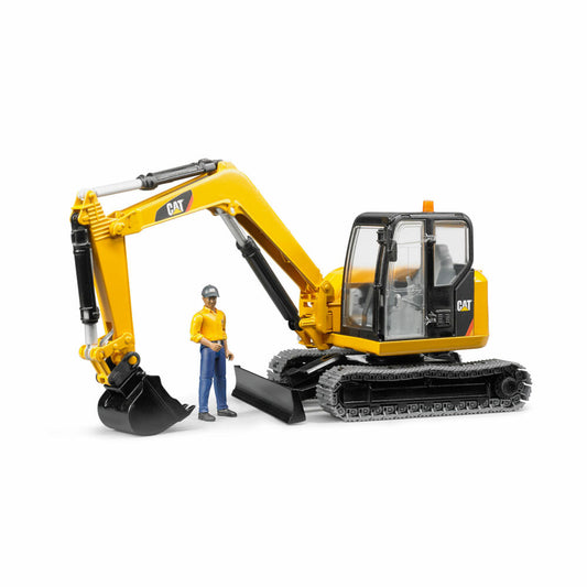 Bruder Construction Vehicles Cat Mini Excavator, with Construction Worker, Mini Excavator, Model Vehicle, Model Vehicle, Toy, 02466