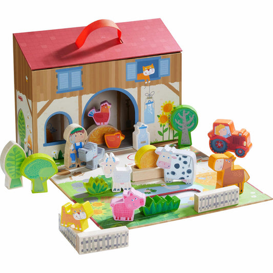 HABA Playset Play World Farm, Wooden Toys, Animal Figures, from 1.5 years, 1306940001