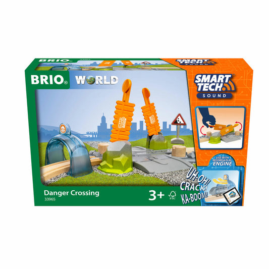 BRIO Smart Tech Sound Abenteuer-Bahnübergang, Eisenbahn, Holzeisenbahn, Zubehör, Bahn Übergang, 63396500