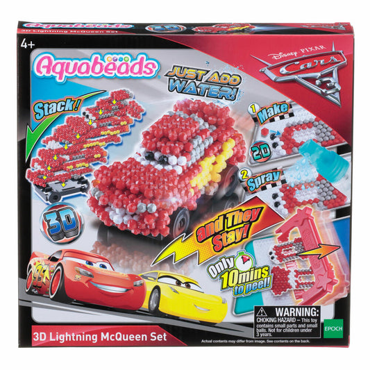 Aquabeads Cars 3 3D Lightning McQueen motif set, craft set, 800 beads, crafts, toys, 30198