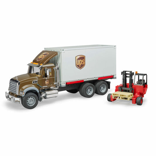 Bruder Commercial Vehicles MACK Granite UPS Logistics Truck, with Forklift, Model Vehicle, Model Vehicle, Toy, 02828