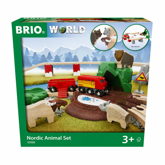 BRIO World Nordic Forest Animals Set, 26 pcs., Wooden Railway, Wooden Railway, Accessories, Tracks, Freight Train, 33988