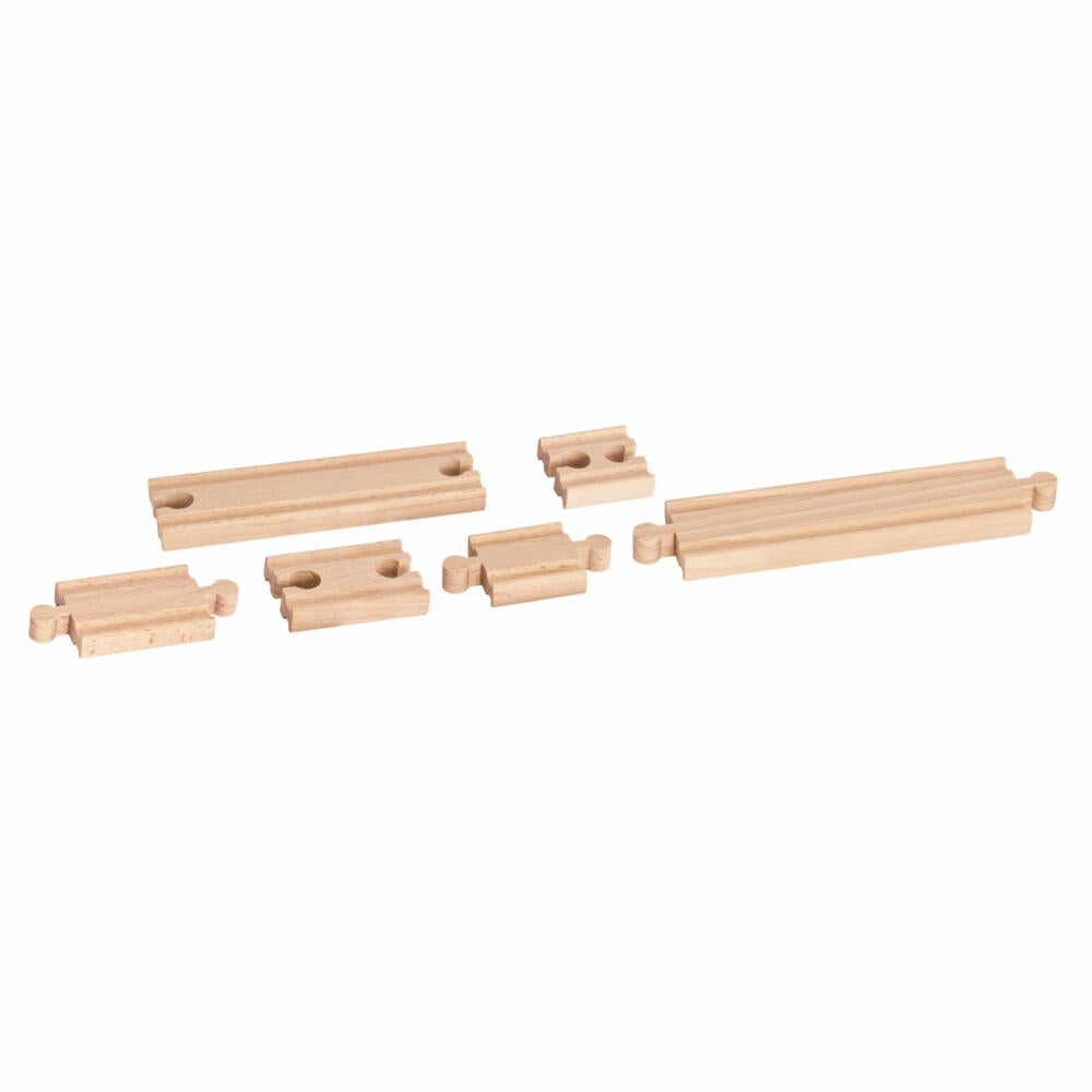 Eichhorn Railway Compensating Rails, 6-piece, Railway Accessories, Wooden Railway, Supplement, Extension, Rails, 100006402