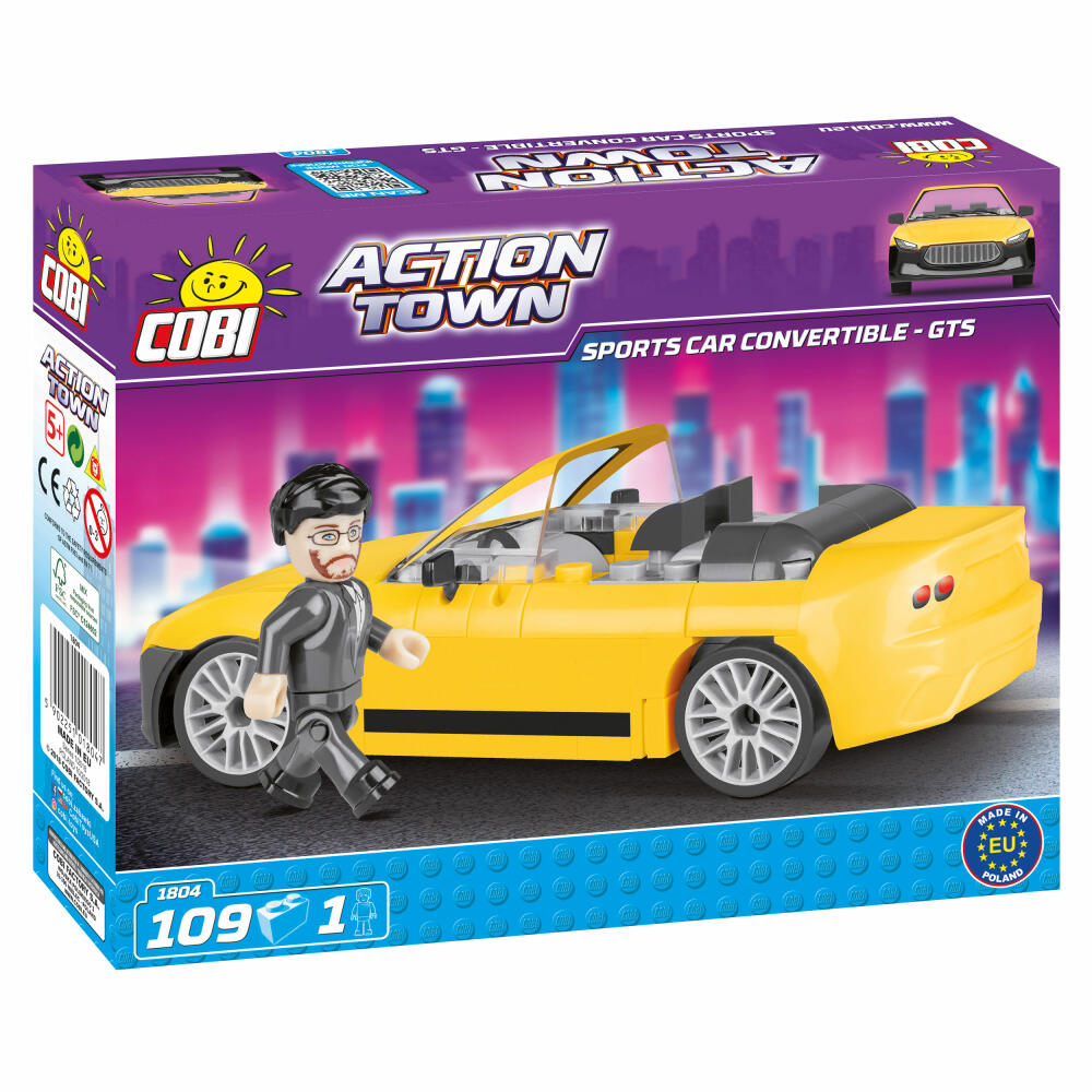 COBI Action Town Sports Car Convertible GTS, Sportliches Cabrio, Fahrzeug, Auto, Spielzeug, Konstruktionsbausteine, 109 Teile, 1804