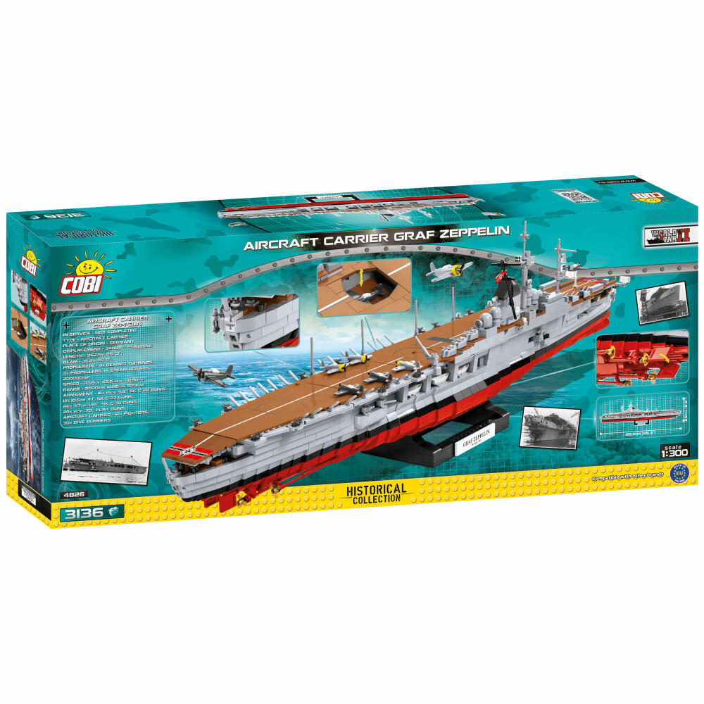 COBI Klemmbausteinset Flugzeugträger Graf Zeppelin, World War 2 Historical Collection, Schiff, Klemmbausteine, 3136 Teile, 4826
