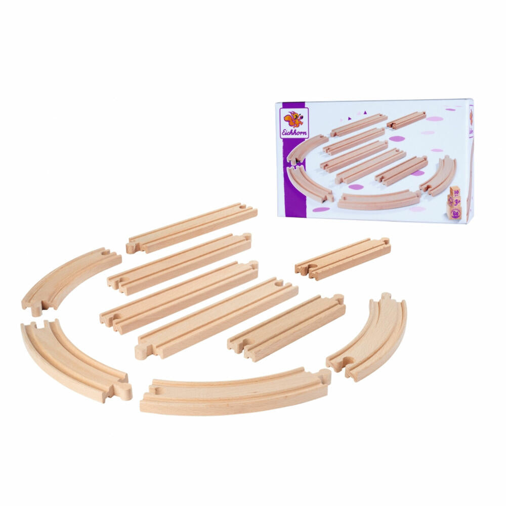 Eichhorn Railway Track Set, 10 pcs., Railway Accessories, Wooden Railway, Supplement, Extension, Tracks, 100006403