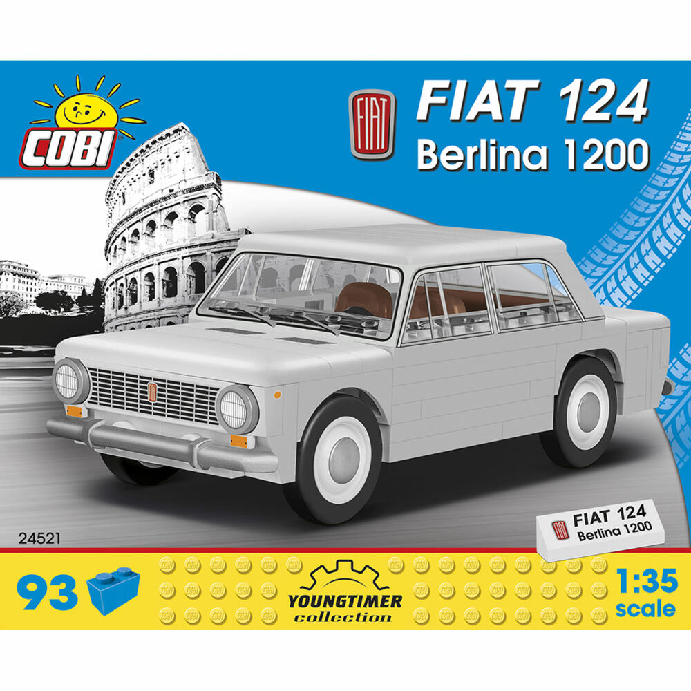 COBI Youngtimer Collection Fiat 124 Berlina 1200, Car, Vehicle, Collectible Cars, Toys, Games, Construction Blocks, Plastic, 93 Parts, 24521