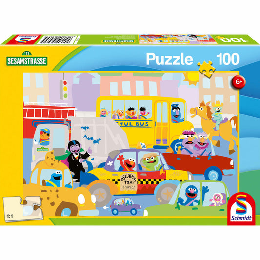Schmidt Spiele Sesamstraße Im Straßenverkehr, Kinderpuzzle, Kinder Puzzle, ab 6 Jahre, 100 Teile, 56460
