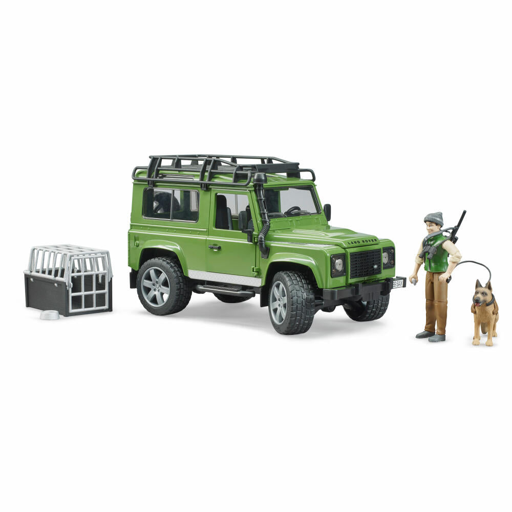 Bruder Forstwirtschaft Land Rover Defender Station Wagon, mit Förster und Hund, Modellfahrzeug, Modell Fahrzeug, Spielzeug, 02587