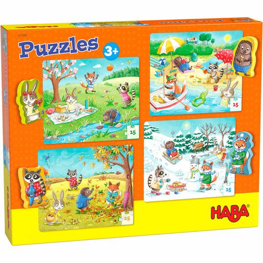 HABA Puzzles Seasons, Children's Puzzle, Puzzle, Children, from 3 years, 4 x 15 pieces, 1301888001