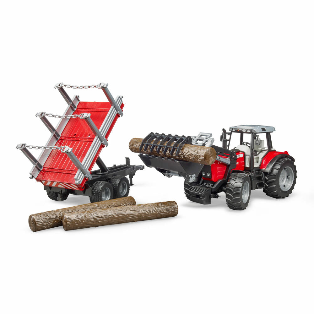 Bruder Forestry Massey Ferguson 7480, with front loader and trailer, model vehicle, model vehicle, toy, 02046