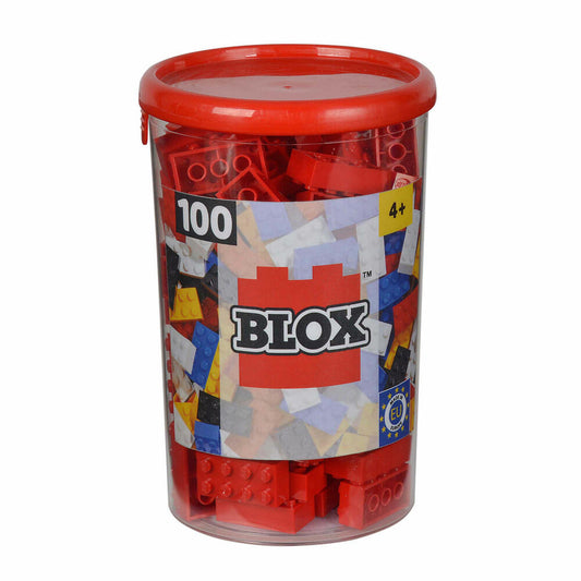 Simba Blox 100 Rote 8er Steine in Dose, Bausteine, Bauklötze, Kinder Spielzeug, 100 Stück, 104118905