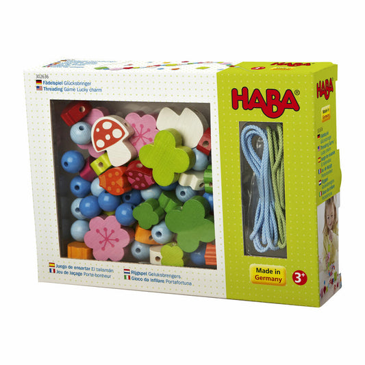HABA Fädelspiel Glücksbringer, Fädel Spiel, Fädelspiele, Fädelkette, Fädelkreativ, Spielzeug, 302636