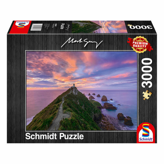 Schmidt Spiele Mark Gray Nugget Point Lighthouse The Catlins South Island New Zealand, 3000 pieces, adult puzzle, puzzle, jigsaw puzzle, 59348