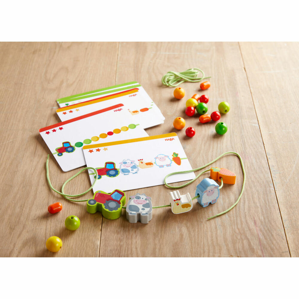 HABA Fädelspiel Bauernhof-Freunde, Bastelspiel, Kreativspiel, ab 3 Jahren, Buche, 305780