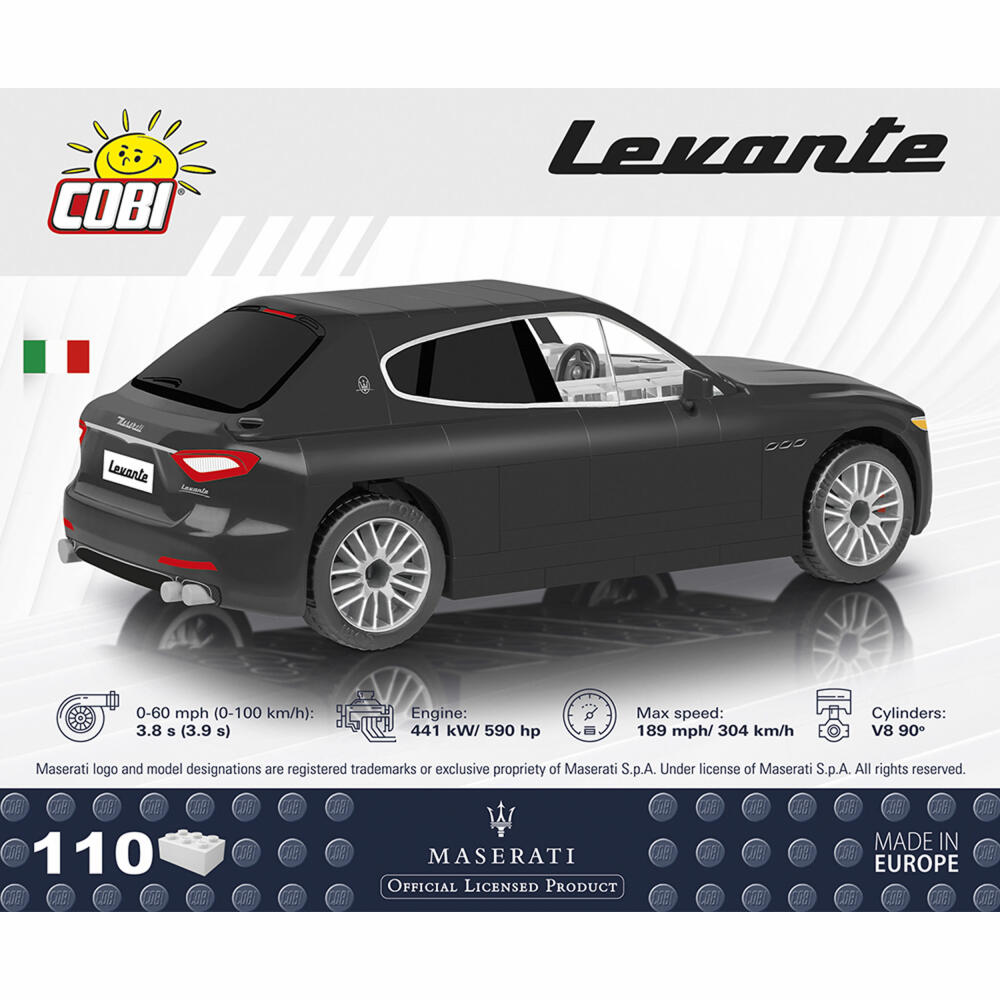 COBI Maserati Levante Trofeo, Car, Vehicle, Collectible Cars, Toys, Games, Construction Blocks, 110 Pieces, 24565