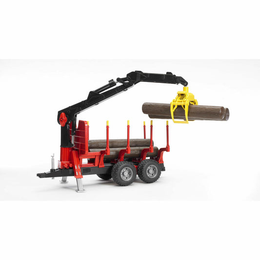 Bruder Forestry Logging Trailer, with Loading Crane and Log Grabber, Model Vehicle, Model Vehicle, Toy, Accessories, 02252