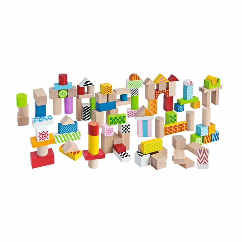 Eichhorn Color wooden building blocks, 50 pcs., building blocks, building bricks, wooden toys, wooden toys, colorful, 100002226