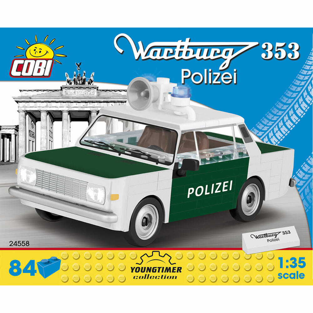 COBI Youngtimer Collection Wartburg 353 Polizei, Auto, Fahrzeug, Sammelautos, Spielzeug, Spielen, Konstruktionsbausteine, 84 Teile, 24558