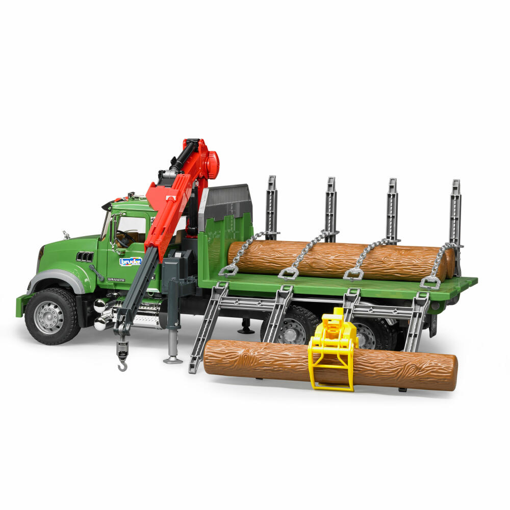 Bruder Forestry MACK Granite Timber Transport Truck, with Loading Crane, Grab, Model Vehicle, Model Vehicle, Toy, 02824