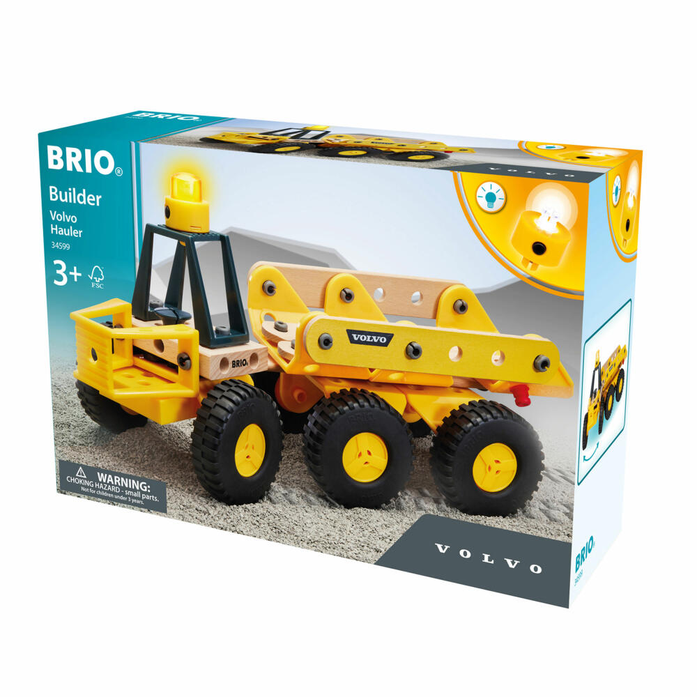 BRIO Builder Volvo Dump Truck, 55 pcs., Construction Kit, Building Set, Toy, Wood, 63459900