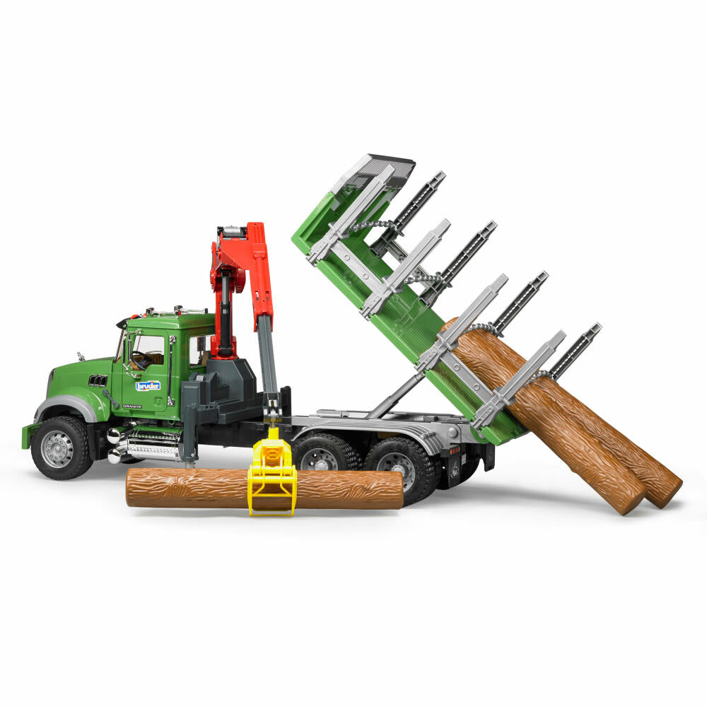 Bruder Forestry MACK Granite Timber Transport Truck, with Loading Crane, Grab, Model Vehicle, Model Vehicle, Toy, 02824
