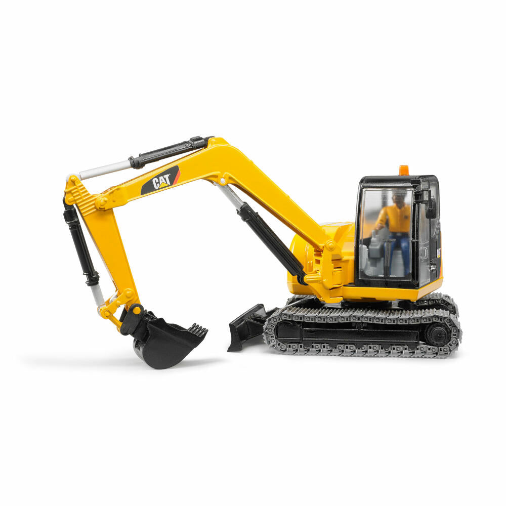 Bruder Baufahrzeuge Cat Minibagger, mit Bauarbeiter, Mini Bagger, Modellfahrzeug, Modell Fahrzeug, Spielzeug, 02466