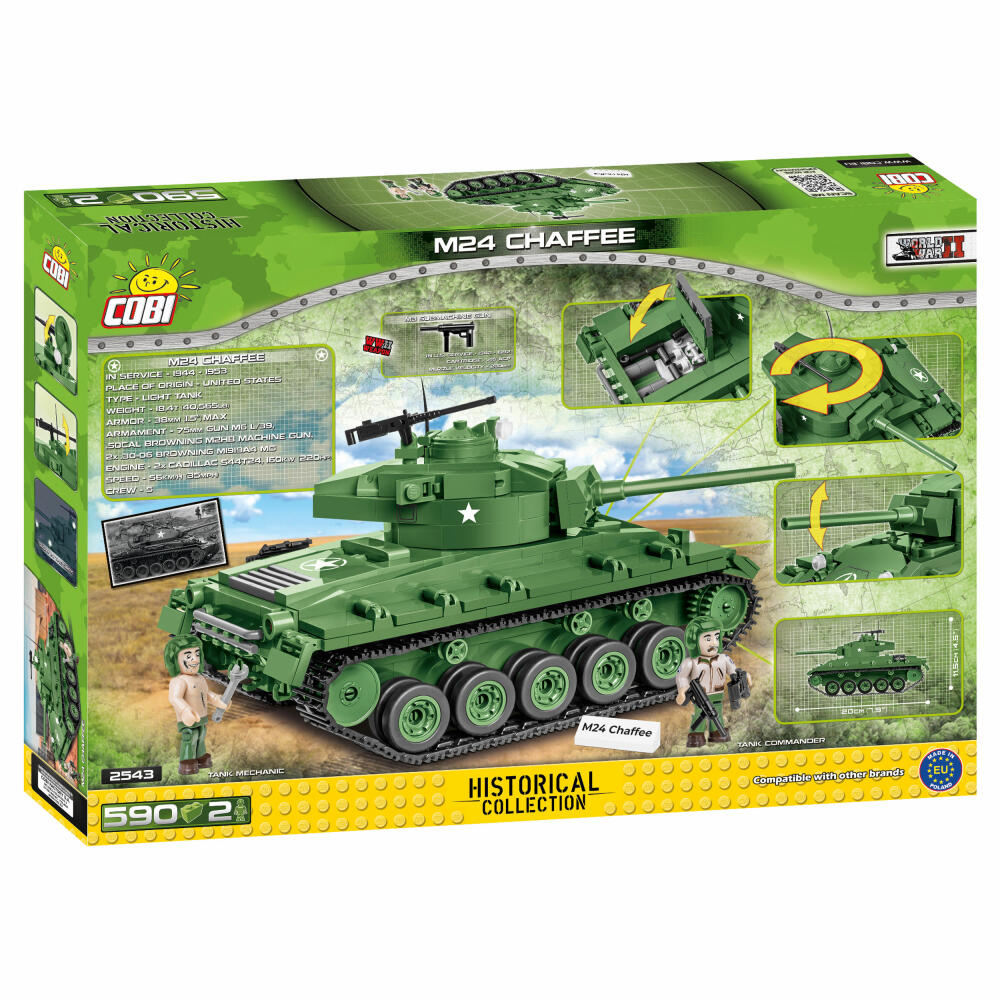 COBI Klemmbausteinset M24 Chaffee, World War 2 Historical Collection, Panzer, Klemmbausteine, 590 Teile, 2543