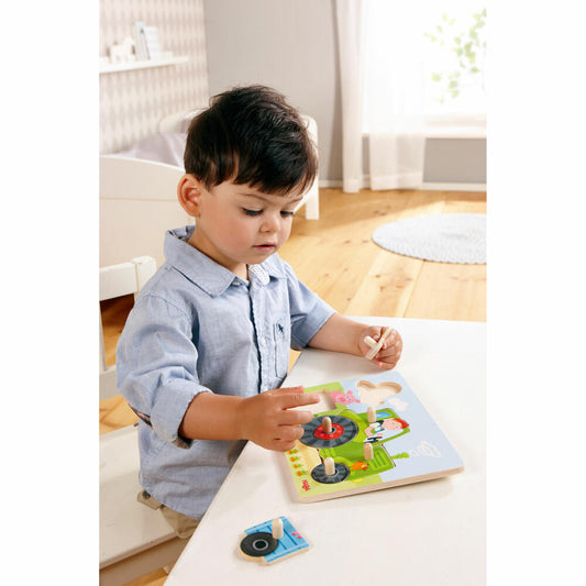 HABA Greifpuzzle Peters Traktor, Greif Puzzle, Puzzlespiel, Kinderpuzzle, Spielzeug, 302535