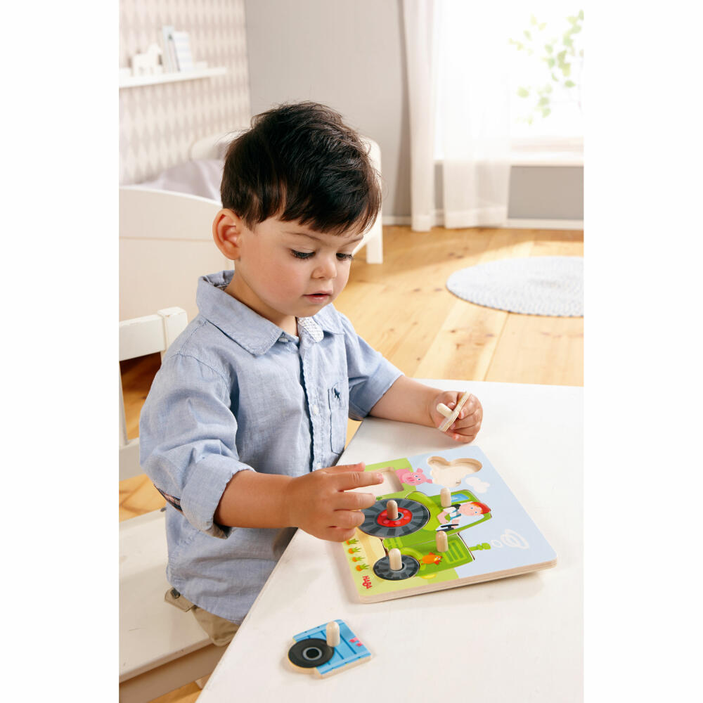 HABA Greifpuzzle Peters Traktor, Greif Puzzle, Puzzlespiel, Kinderpuzzle, Spielzeug, 302535