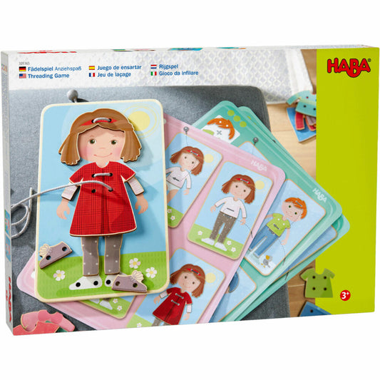 HABA Fädelspiel Anziehspaß, Bastelspiel, Kreativspiel, ab 3 Jahren, Holz, Polyester, 305165