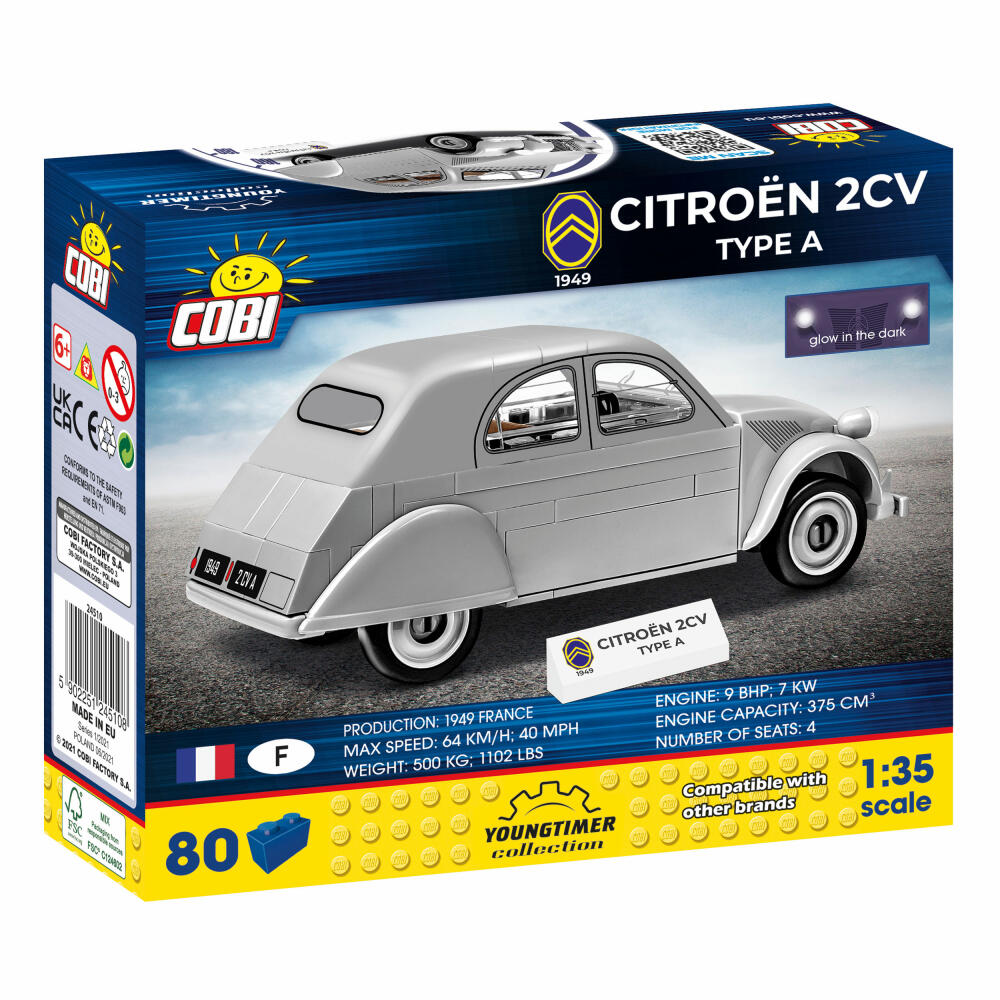COBI Klemmbausteinset Citroen 2CV Type A 1949, Youngtimer Collection, Auto, Fahrzeug, Klemmbausteine, 80 Teile, 24510