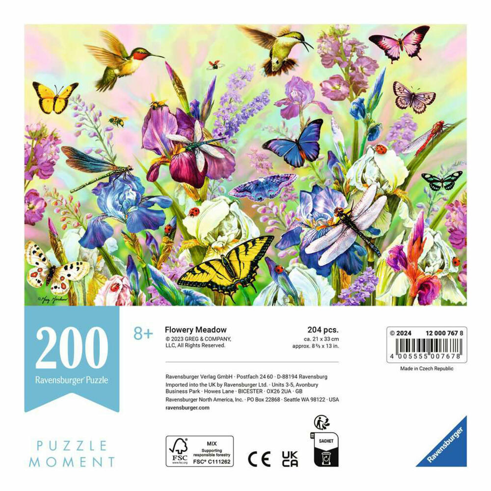 Ravensburger Moment Flowery meadow, 200 Teile, Erwachsenenpuzzle, Puzzle für Erwachsene, 12000767