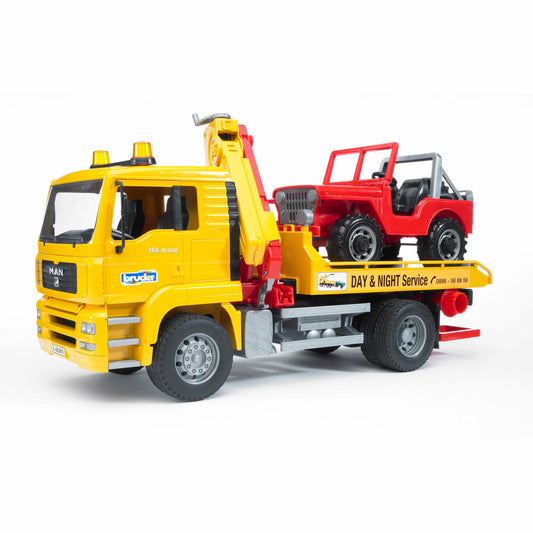 Bruder Construction Vehicles MAN TGA Tow Truck, with Off-Road Vehicle, Model Vehicle, Model Vehicle, Toy, 02750