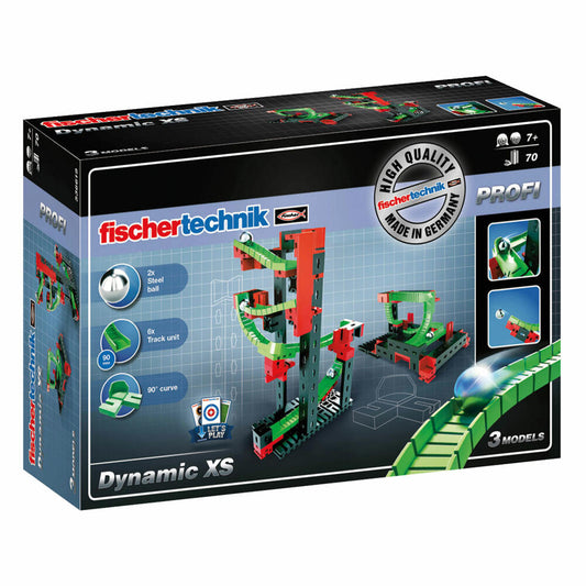 fischertechnik Profi Dynamic XS, 70-tlg., Rolling Action, Kugelbahn, Motorikspielzeug, Baukasten, 536619